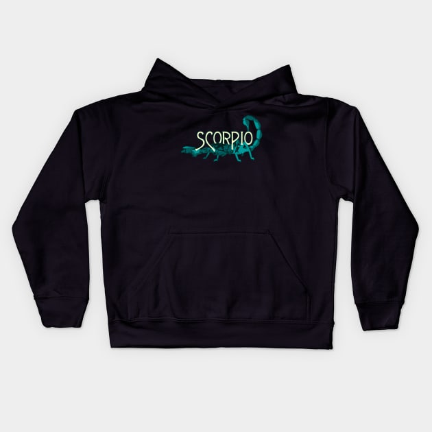 Blue Scorpio Scorpion - Zodiac Sign Kids Hoodie by RyanJGillDesigns